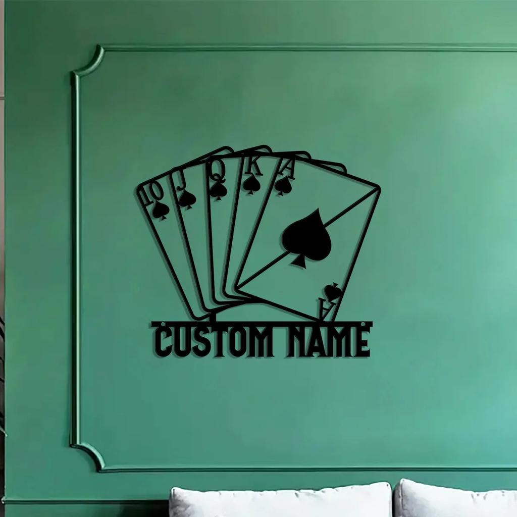 Metal Poker Card Wall Art, Personalized Game Room Decor, Custom Playing Card Sign, Gamer Gift Metal Wall Sign