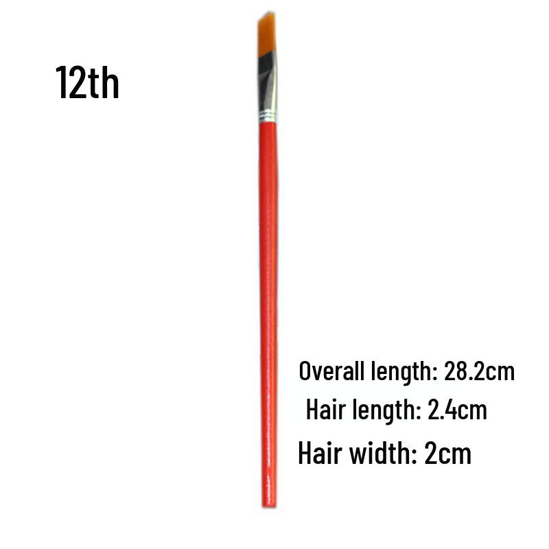 Red Handle Nylon Bristle Brush for Oil, Watercolor, and Acrylic Painting