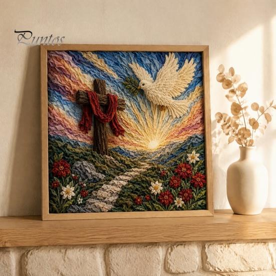 Fabric Poke Art Kit 3D Christian for Adults, Faith Inspired Religious Birthday Gift Ideas Craft Kit, DIY Christmas Wall Handmade Holiday Decor