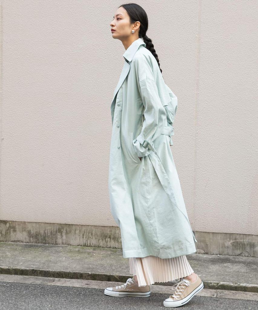 Sense of Place Volume Sleeve Trench One Women's Coat, AA14-27B001, L.GREEN