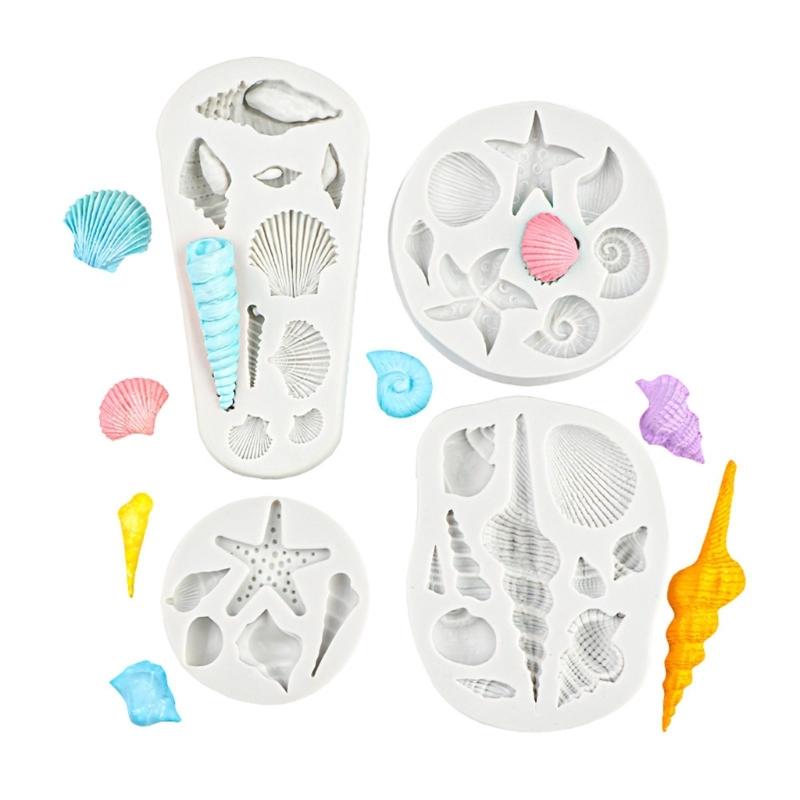

Food Grade Silicone Mould Set 4 Marine Shape Heat Resistant Nonstick Design Shell Shape Silicone Molds серый
