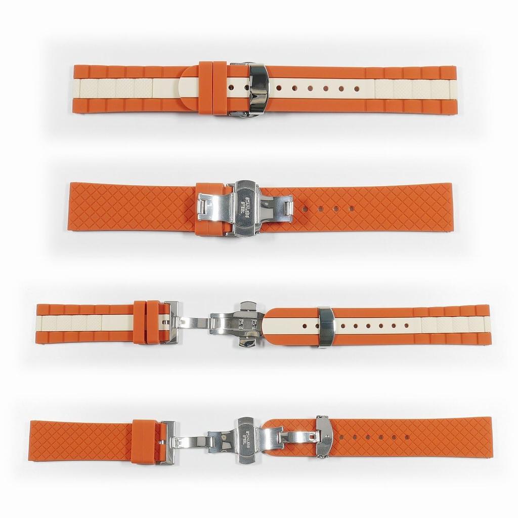 BLANCPAIN x Swatch Exclusive Rubber Strap with D-Buckle (Orange & Beige)