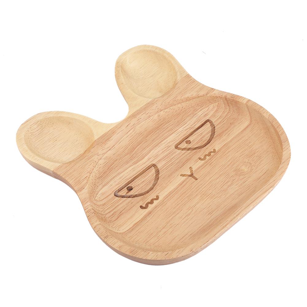 Holzteller Kind Dessert Snacks Serviertablett Entzückendes Kaninchen Holzschale Geschirr für Kinder #2