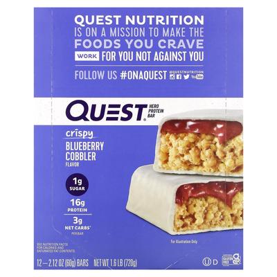 Hero Protein Riegel, Knuspriger Blaubeerkuchen Geschmack, 12 Riegel, 60 g (2,12 Unzen)