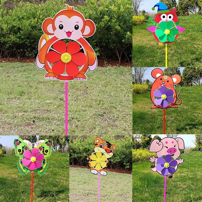 Lovely Cartoon Handmade Windmill Wind Spinner Kids Toys Yard Garden Decor