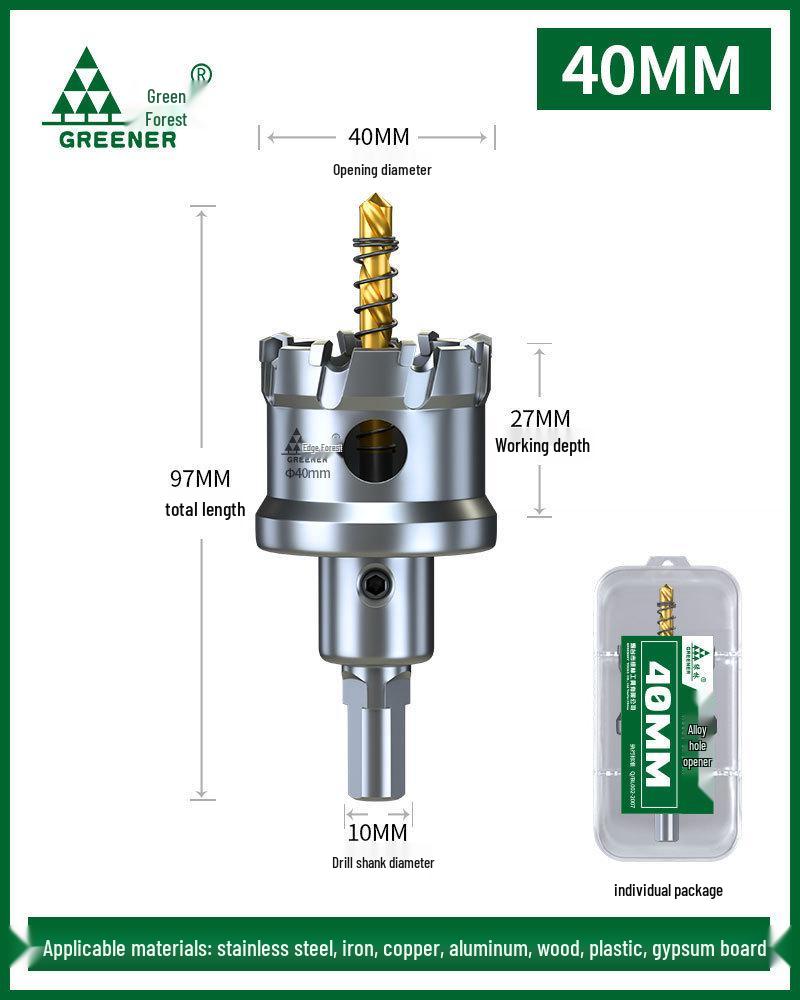 Green Forest Stainless Steel Hole Saw for Metal, Wood, and Aluminum Drilling