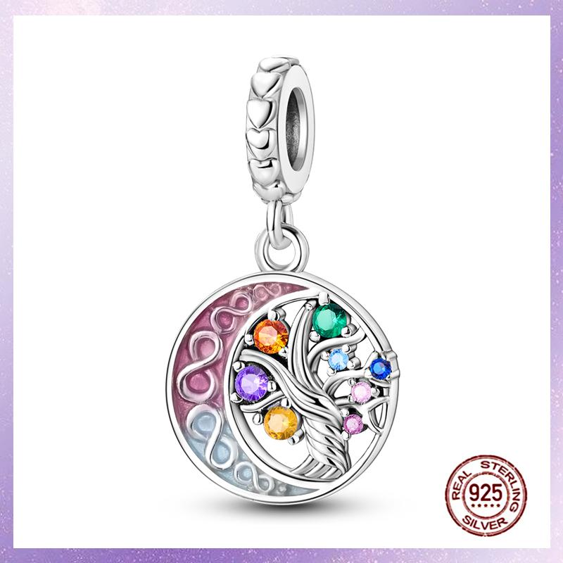 Purple Charms Copper Fit Original Pendant Bracelet Butterfly Glass Heart Feather Clip Charm Dangle Luminous Bead Diy Jewelry