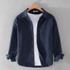 Men's Ramie Long-Sleeve Shirt - Spring/Autumn Casual Loose Fit, Youth Classic Style (Model 9798)