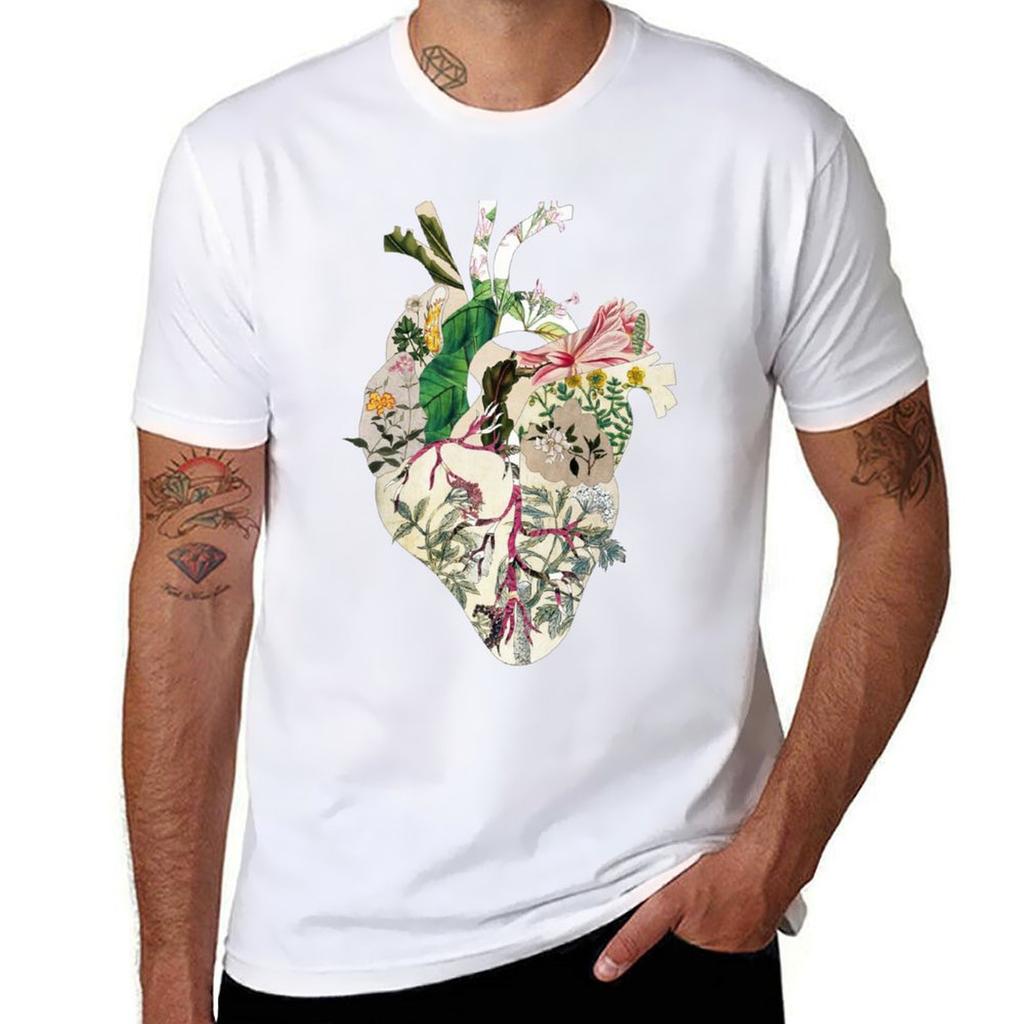 Vintage Botanical Heart Sunshine Tshirt Sports Casual Short Sleeve Cotton Tee