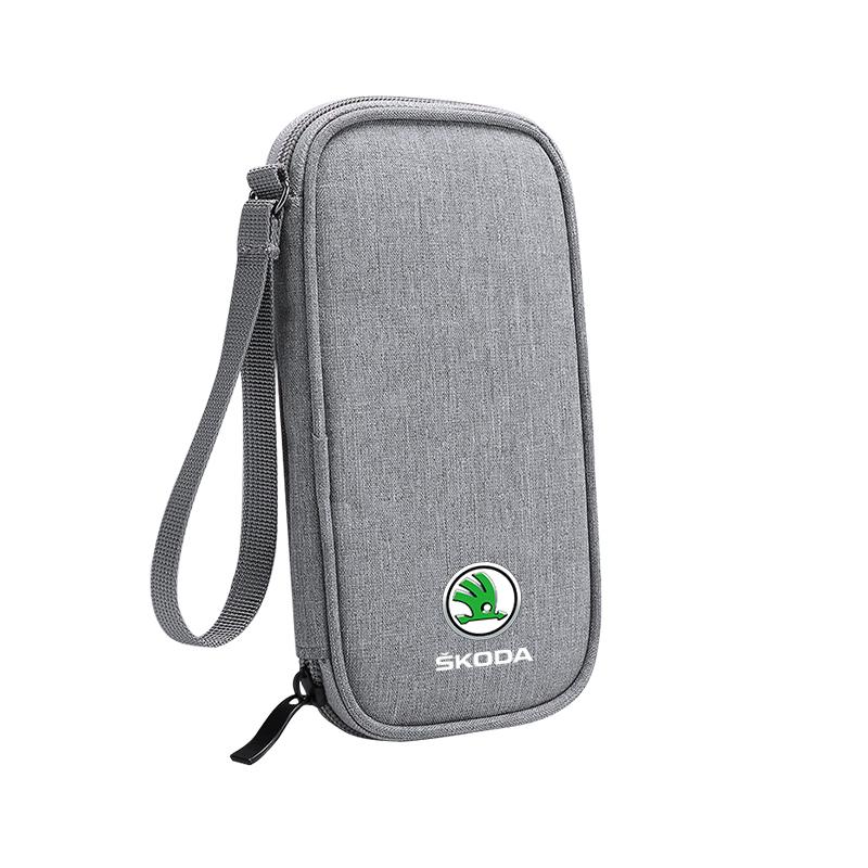 CWWR6 Car Cable Drive Earphone Charger Protable Storage Bag For New Skoda Octavia Kodiaq Fabia Superb Karoq Yeti Rapid Mk3 Vrs Kamiq