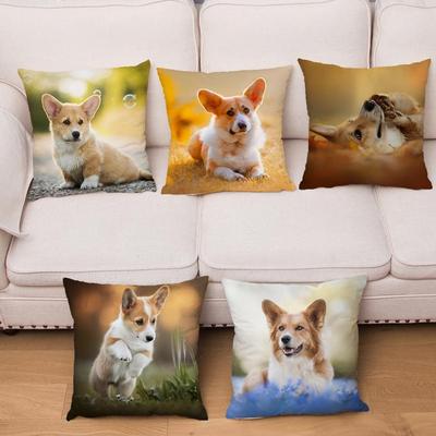 Housse de coussin décorative mignonne Welsh Corgi Pembroke 45x45cm