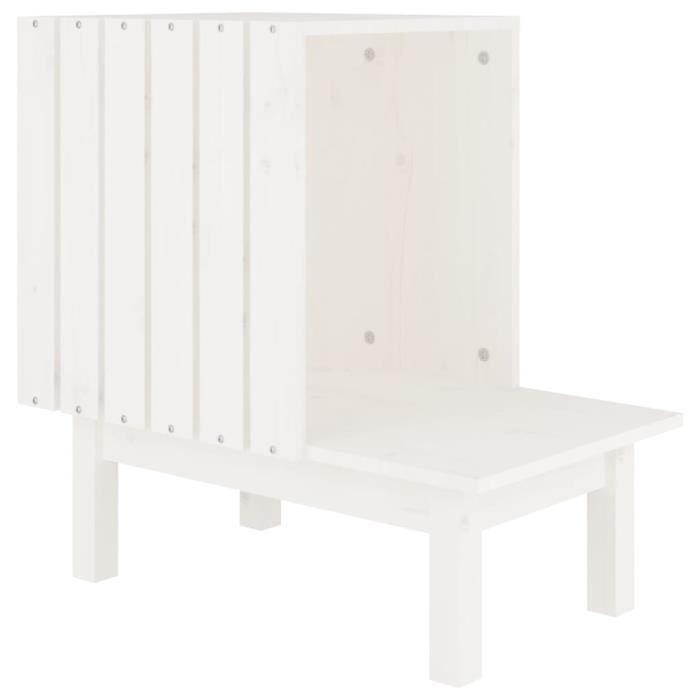 822453 vidaXL Maison pour chat Blanc 60x36x60 cm Bois de pin massif