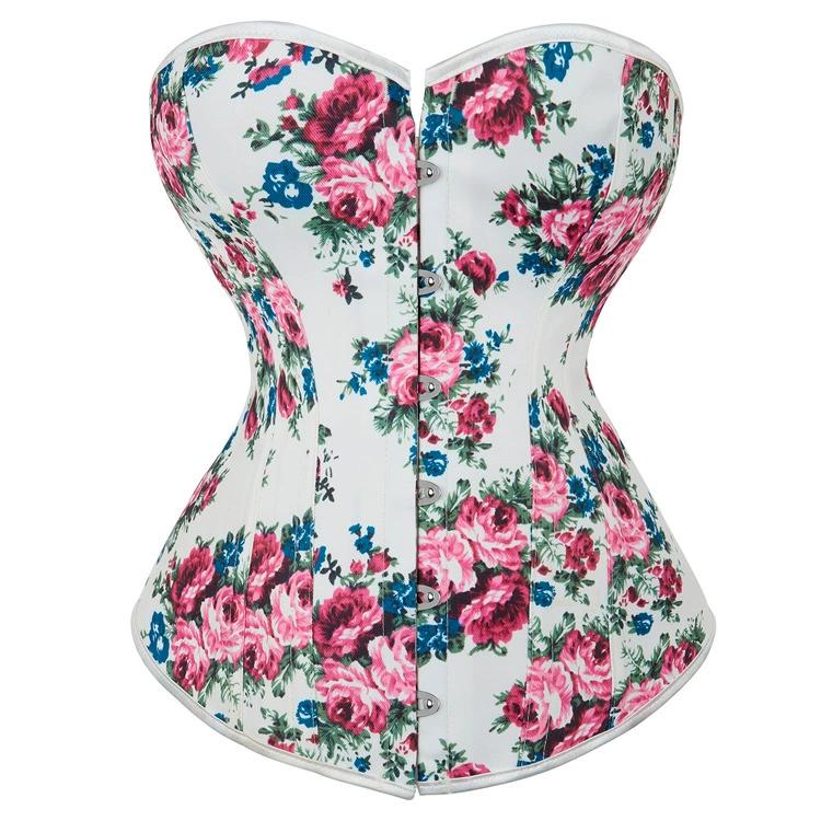 JYL TS European and American rose pattern waist tightening and chest shaping clothing, sexy corset