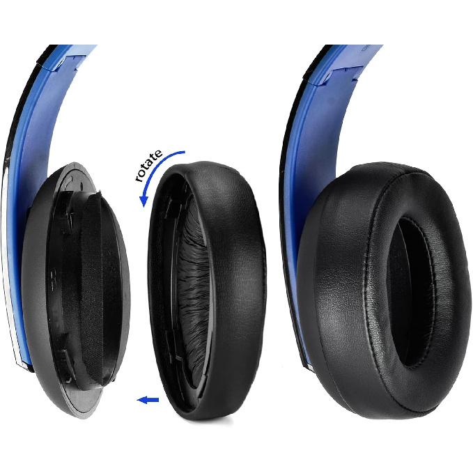 Replacement Black Cushion Ear Pads Earmuff Earpads Cup Cover Pillow Compatible with Sony Ps3 Ps4 Gold Wireless CECHYA-0083 Stereo 7.1 Virtual
