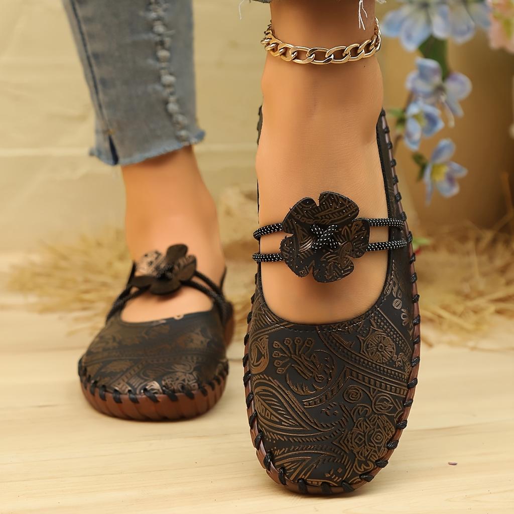 Plus Size Hand-Stitched Soft-Sole Casual Loafers for Women New Cross-Border Graffiti-Print Breathable Slip-On Loafers
