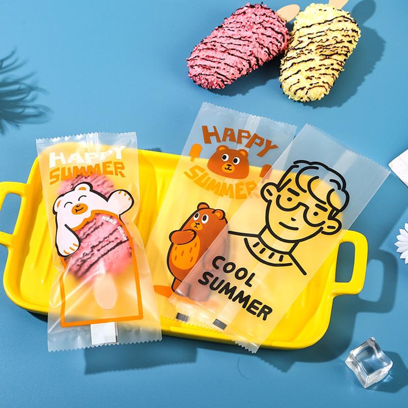 100Pcs Disposable Ice Popsicles Bags Thick Frozen Pops Handmade Ice Cream Plastic Wrappers For Candy Food Grade Packing Bag