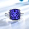 925 Sterling Silver Rings Princess Cut Created Nano Tanzanite Blue Square Gemstone Party Wedding Fine Jewelry Christmas Gift