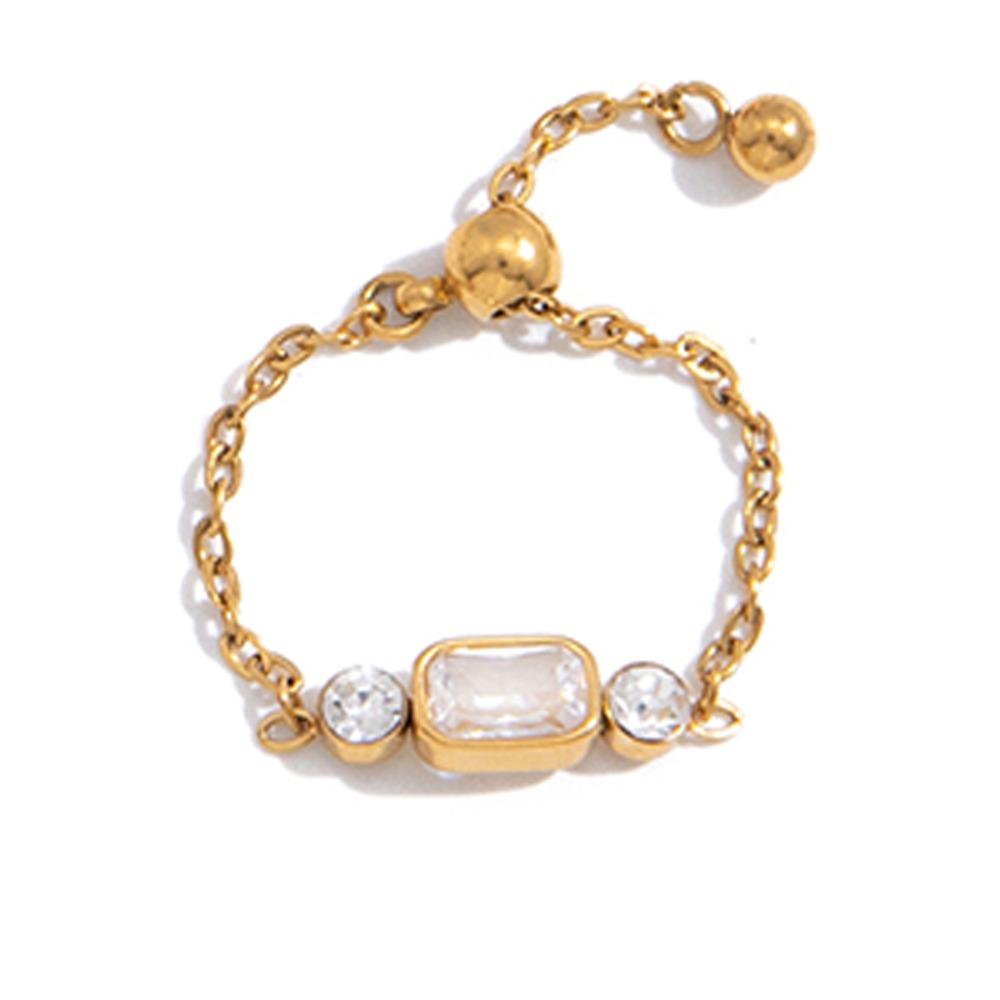 Elegant Zirconia Chain Rings Exquisite Stainless Steel Ring Anti-rust Finger Jewelry Birthday Gift