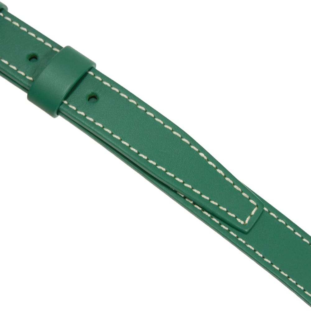 Used 9776 Bandouliere 4.7" 7954 Current Calfskin Silver 0.8" Width Excellent Condition Logo Embossed Green Unisex from