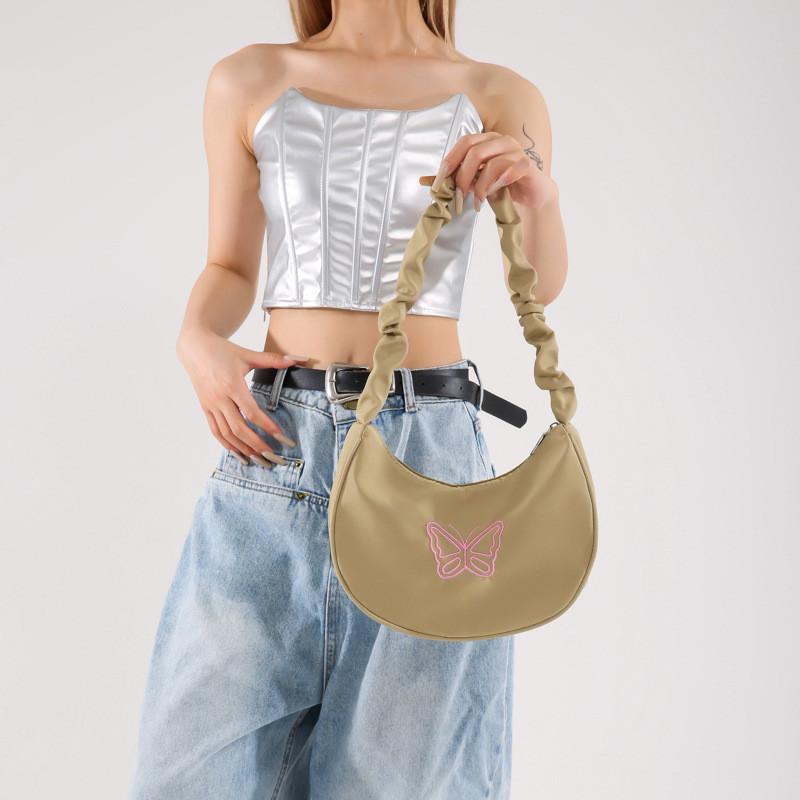 Stylish Summer Shoulder Bag In Unique Crescent Shape With Bowtie For Everyday Use