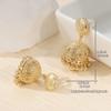 Pair of Vintage Brass Golden-Plated Earrings, Handmade Bohemian Style Bell and Bead Pendant Earrings for Daily Wear and Parties, Christmas Accessory|B