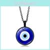Elegant Blå Turkisk Ond Öga Hänge Halsband För Kvinnor Legering Pläterad Lång Kedja