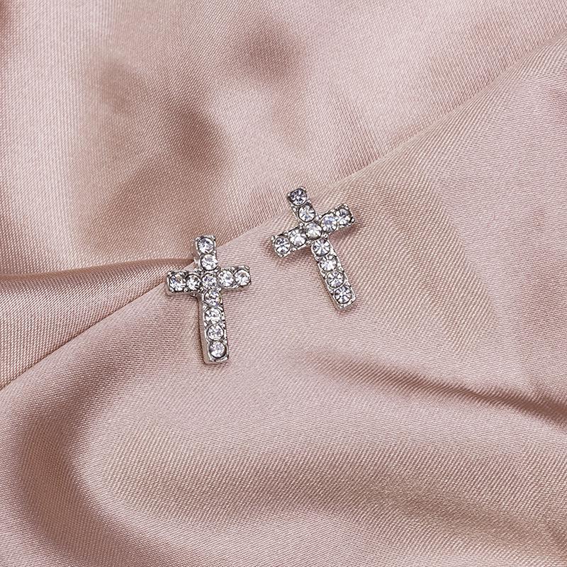 Zircon Stud The Cross Geometric Stud Earring Women Fashion Punk Style Rock Jewelry Girls Gift