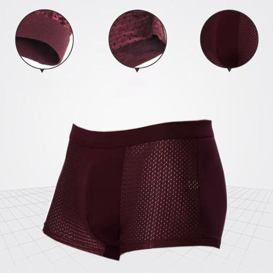 Summer Ice Silk Mesh Holes Panties Mid-rise Elastic Waistband Boxer Underwear Soft Smooth Wiring Quick Drying Panties