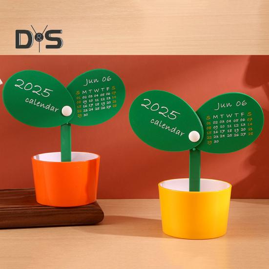 Stolní kalendář na rok 2025 hrnkový rostlinný kalendář se základnou držáku pera Stolní dekorace pro organizér domácí kanceláře