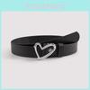 Womens Black Casual Faux Leather Belt With Heartshaped Alloy Buckle For Trendy Looks