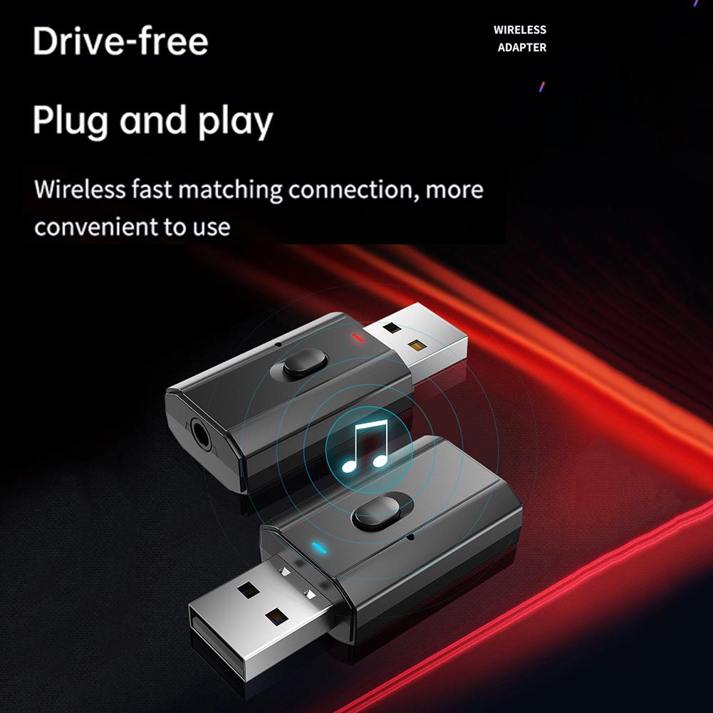 USB Bluetooth kompatibilní adaptér 5.0 Bezdrátový hudební audio vysílač přijímač Handsfree Jemný design Odolný