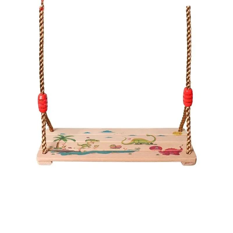 Высококачественные детские деревянные крашеные качели, безопасная веревочная конструкция, сенсорная игра, семейные игры, детская развивающая игра, развлечения во дворе