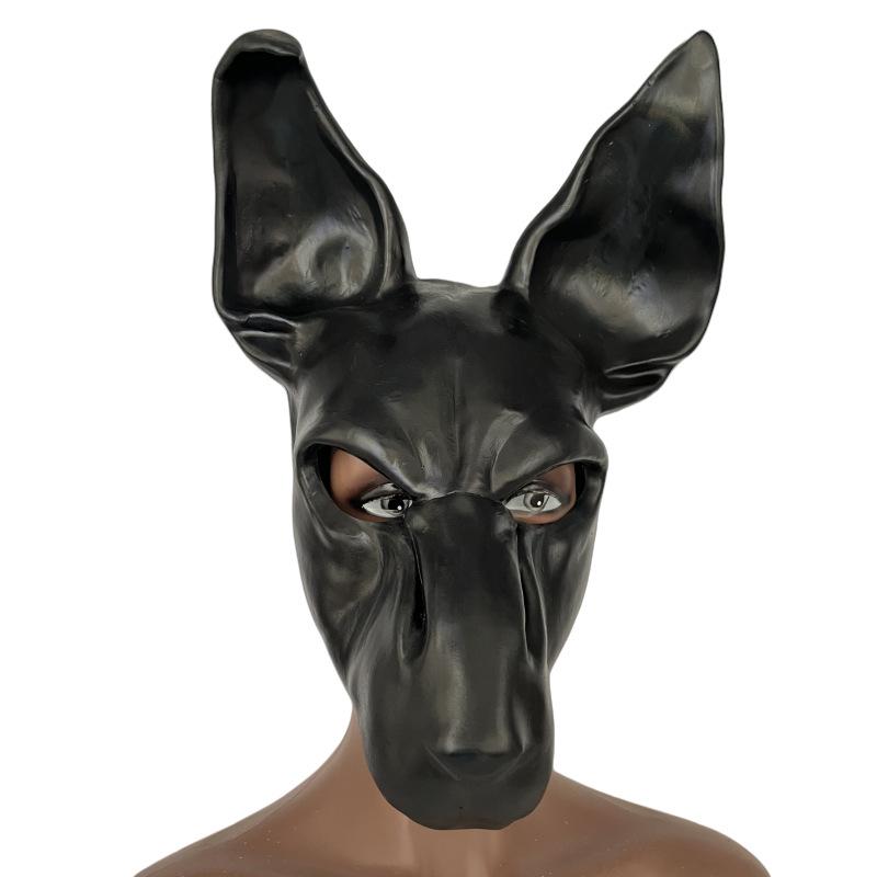 Černý Pes Latexová Maska Kapuce Anime Cosplay Vtipný Kostým Temného Rytíře Doplněk Pódium Maškarní Večírek Halloween Maska