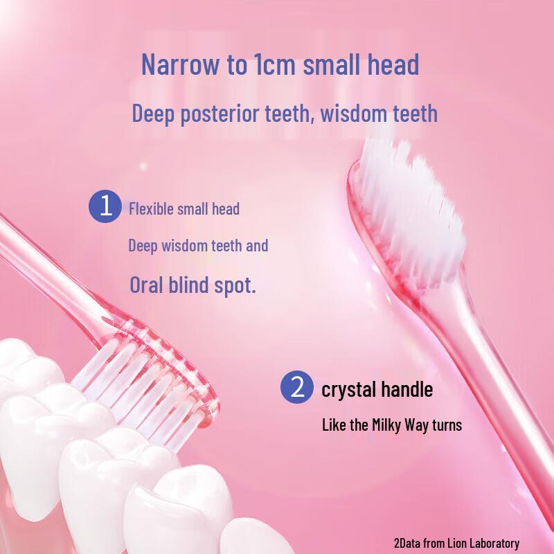 Lion Fine Tooth Clean Crystal Color Soft Bristle Toothbrush 4-Pack