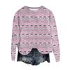 Women's Fashion Round Neck Pullover Top Long Sleeve Tee Christmas Printed Sweatshirt