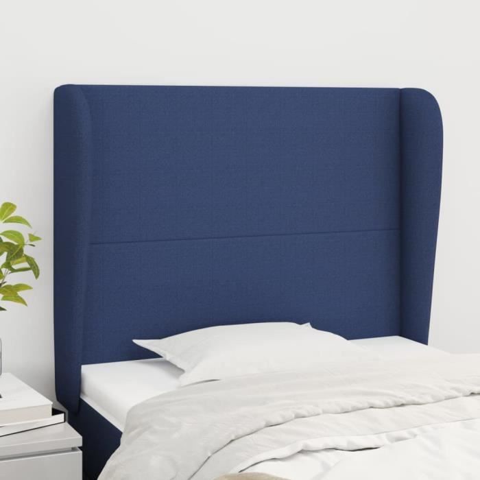 VidaXL Tête de lit avec oreilles Bleu 83x23x118-128 cm Tissu3117656