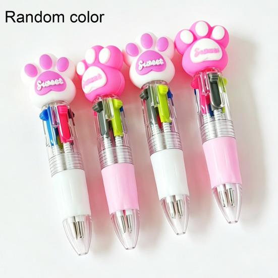 2 Stück Kugelschreiber Tragbar 4 Farben in Einem Stift Glattes Schreiben mit Niedlicher Cartoon-Puppe Oben Mehrfarbiger Stift für Persönlichen Gebrauch