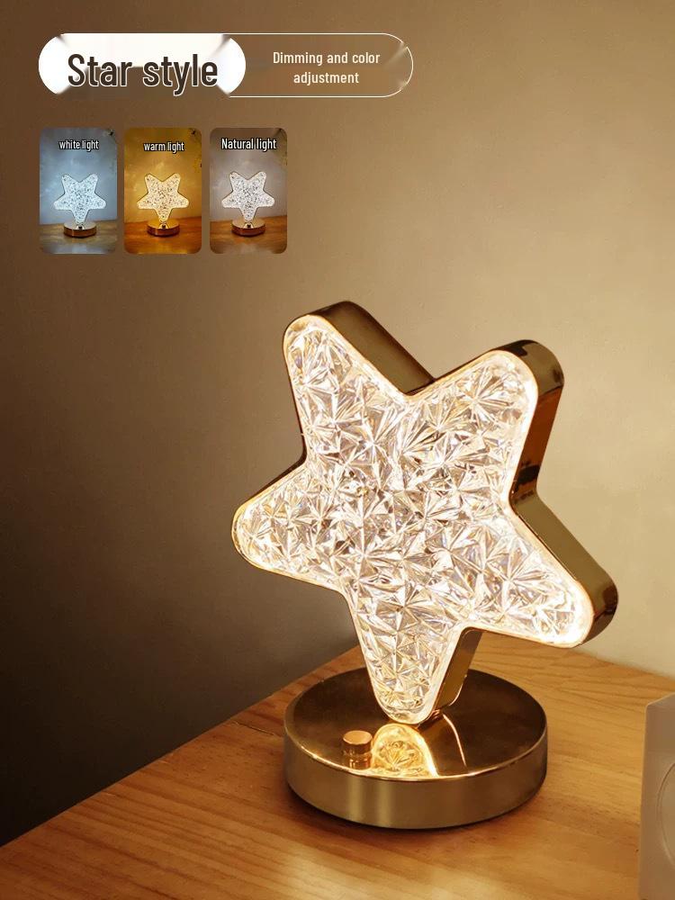 Stars Moon Crystal Night Light: Creative Bedside & Desk Decoration Lamp