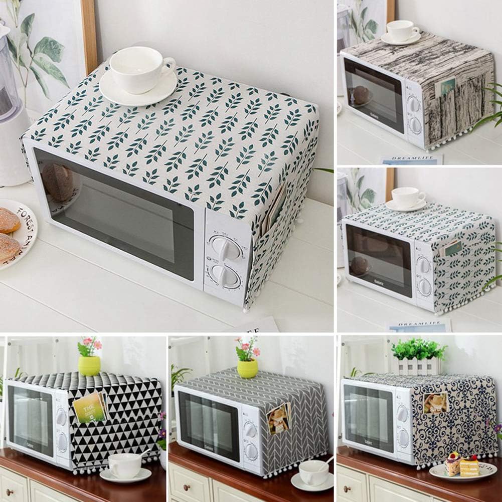 AKOAK 1 Pack 30cm x 90cm/11.81" x 35.43" Household Kitchen Microwave Dust Cover Cotton Linen Oven Cover with Storage Bag Home Decoration Accessories