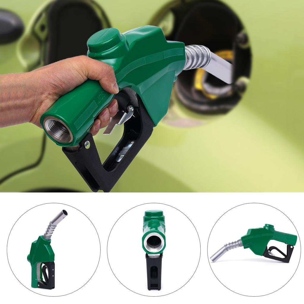Automatic Diesel Fuel Nozzle 1" Inch Green, 31.7GAL/Min High Flow, Self-Sealing for Tank Truck Boat Gas Station