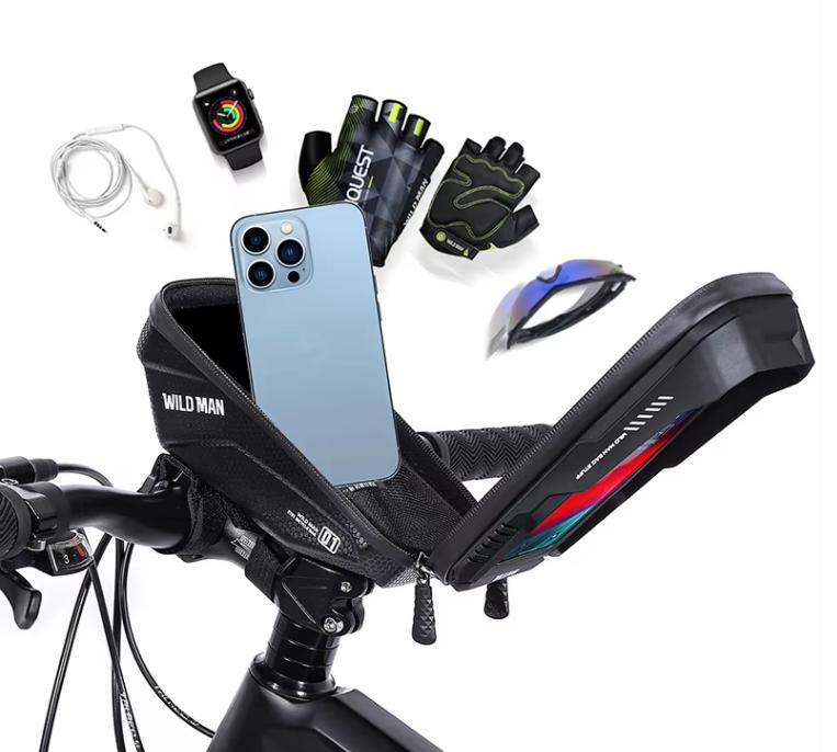WILDMAN XT1 Popolare Impermeabile EVA&PU Portacellulare Touch Screen Borsa da Manubrio per Bicicletta Scatola MTB per Accessori Bicicletta