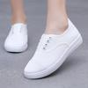 Women Fashion Light Weight Spring Slip On Anti Skid Canvas Flat Shoes Lady Casual Student School White Shoes Ab471