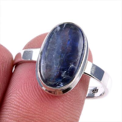 Natürlicher Kyanit Edelstein Handgefertigt 925 Massiv Sterlingsilber Geschenkring S.10 y7i28