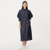 Bunderghost Bishop Sleeve 3/4 Sleeve String Denim Long Dress Indigo Denim