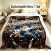 Dog Theme Soft Blanket Personalized Custom Name Text Print Warm Blanket Home Sofa Bedroom Decor
