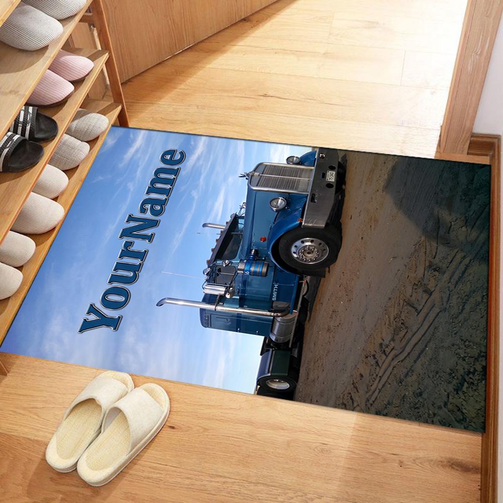 Kw Heavy Trucks Customizable Name Floor Mat Perfect for Hallway Bedrooms Outdoor Entryway Anti-slip Rug Decorate Offices