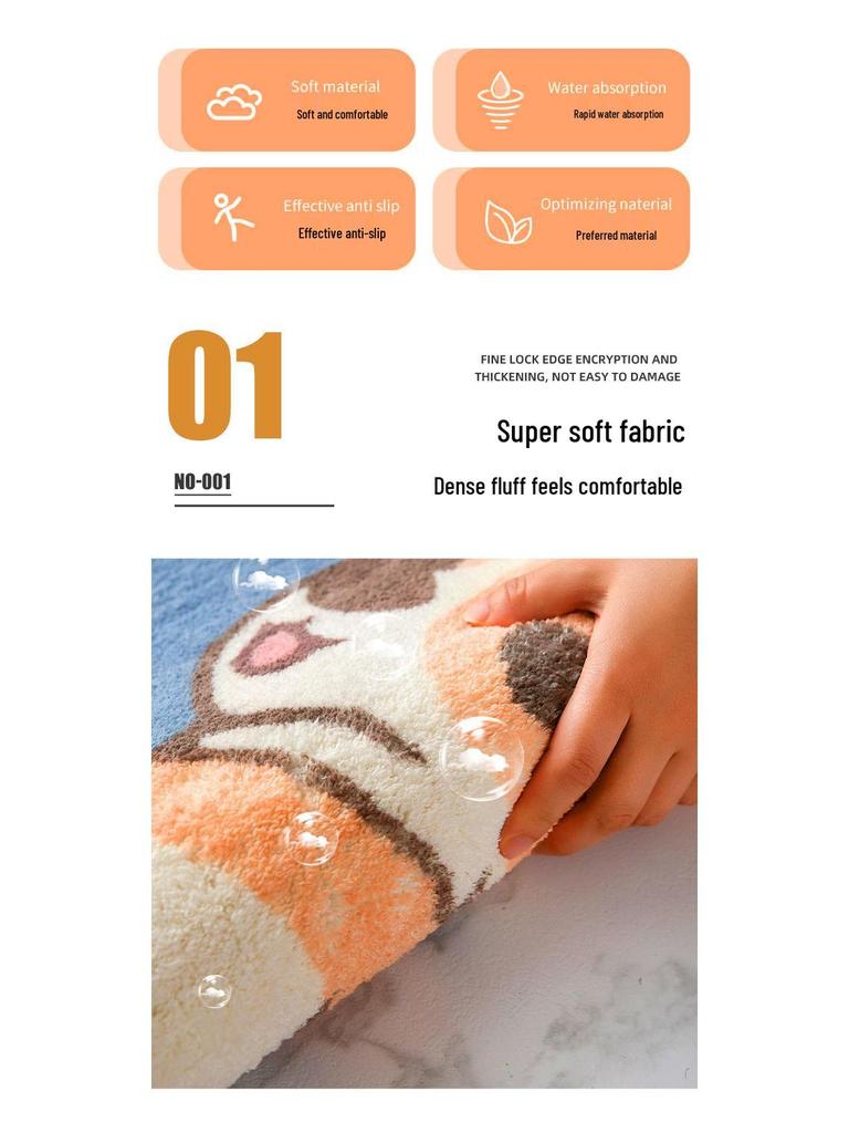 Ins Fresh Bedroom Rug: Cute Flower Design, Cool & Dirt-Resistant, Thick Non-Slip Foot Mat for Bedside or Coffee Table.