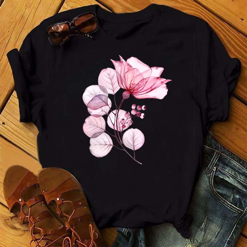 Maycaur Nuova T-shirt da Donna con Stampa Floreale Acquerello Harajuku Streetwear Anni '90 Manica Corta Magliette Cartone Animato Casual Top da Donna Abbigliamento