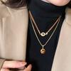 New Double-Layer Brown Stone Pendant Necklace for Women Girls Charm Aesthetic Vintage Tiger Eye Stone Beads Y2K Jewelry Gifts