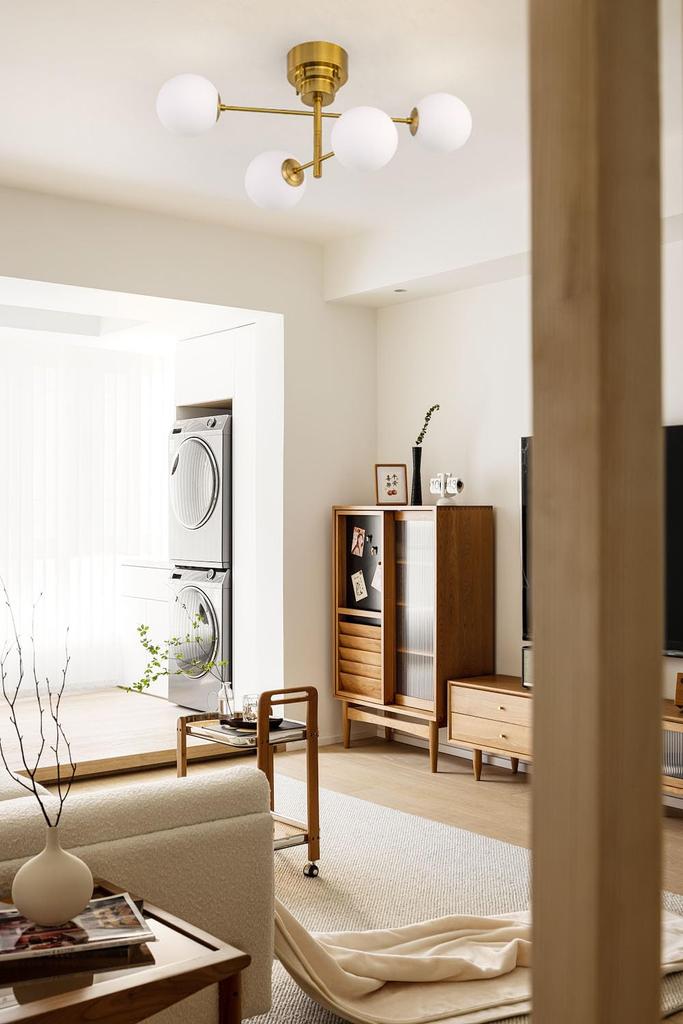 Chende Ceiling Light, Brass and Glass, 4-Light, LED Compatible, Pendant Light, Stylish, Scandinavian, Retro, Antique Style, for Living Room, Dining